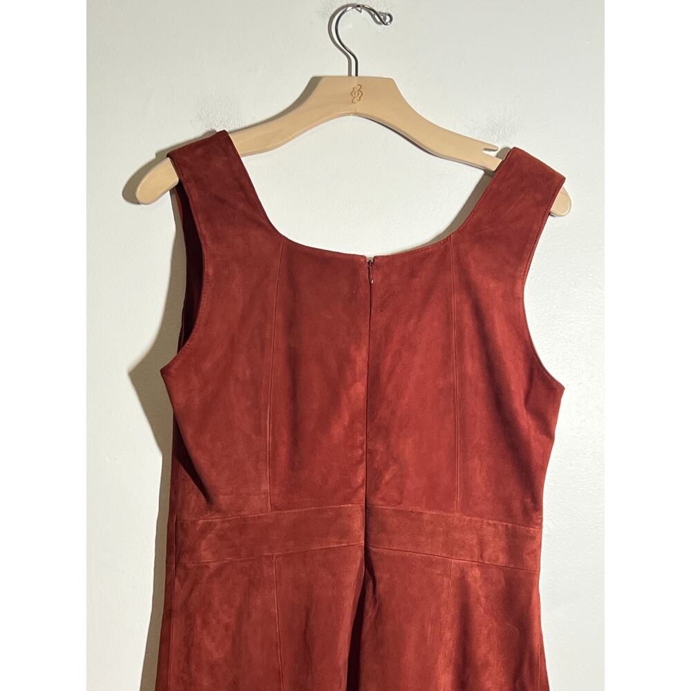Antonio Melani EUC Rust Suede Sleeveless Rounded Neckline Midi Dress Size 10 - Picture 4 of 9
